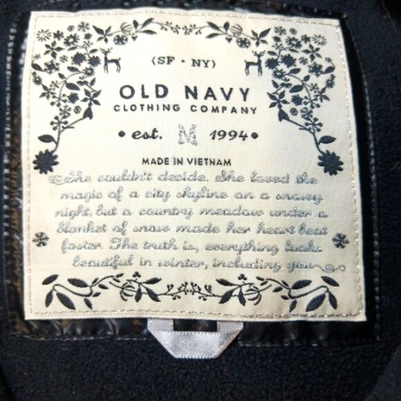 Old Navy Y2k Fleeced Lined Quilted Puffer Zip Up Vest. Woman's M Glossy Black... - Picture 4 of 14